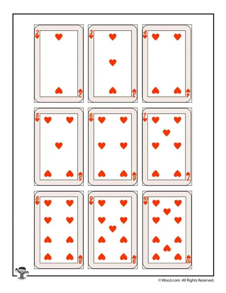 Printable playing cards - hearts   Woo! Jr. Kids Activities : Childrens Publishing   Printable playing cards Blank playing cards Printable cards