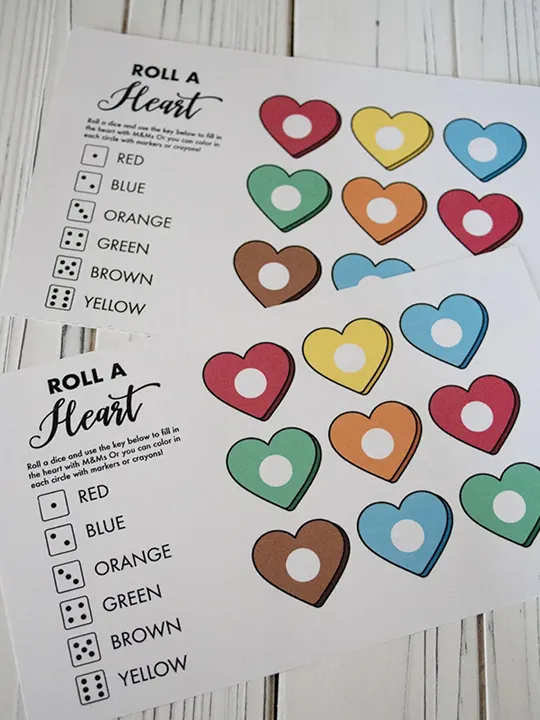 Free Printable Roll a Heart Game