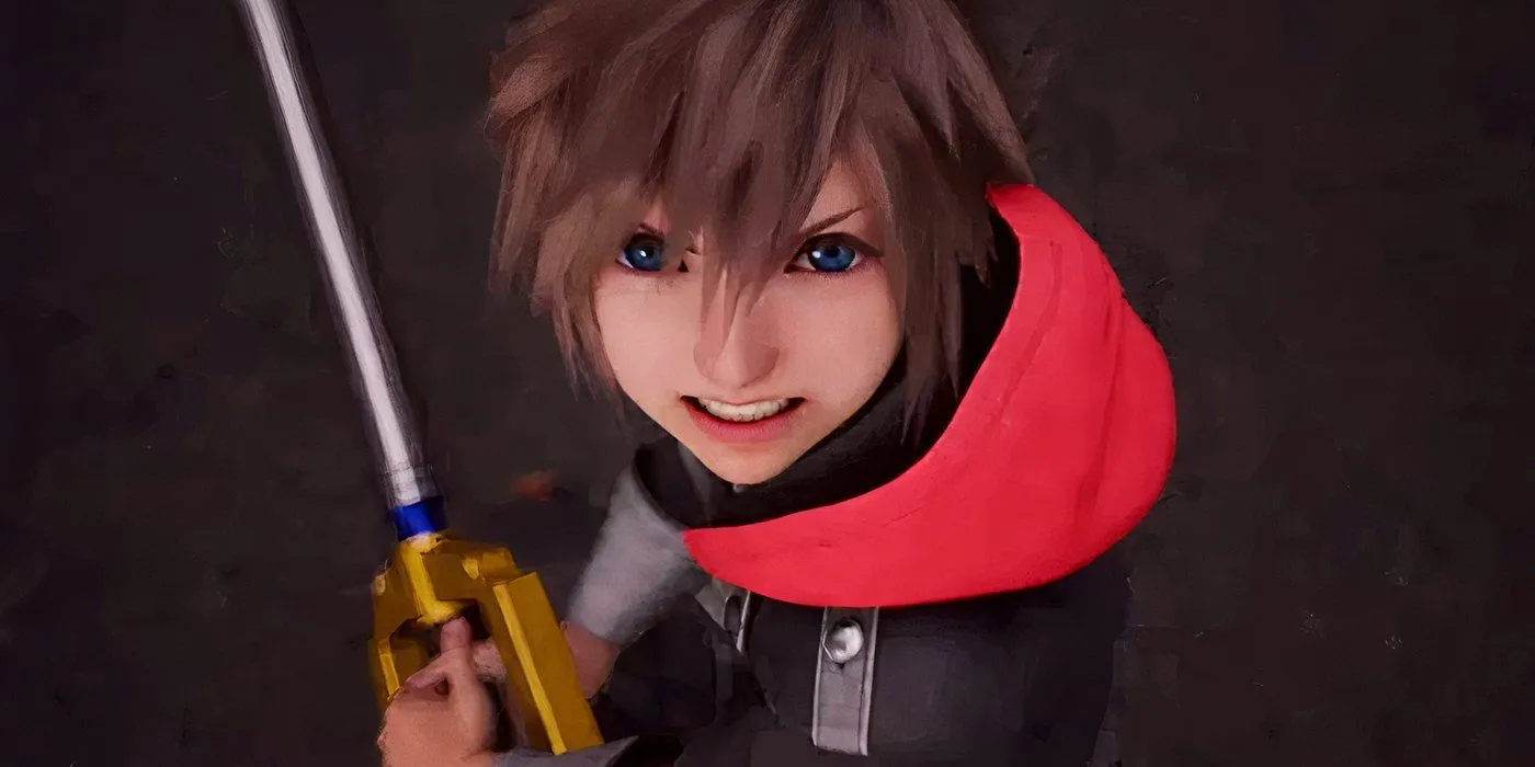 Sora with his Keyblade in Kingdom Hearts 4.