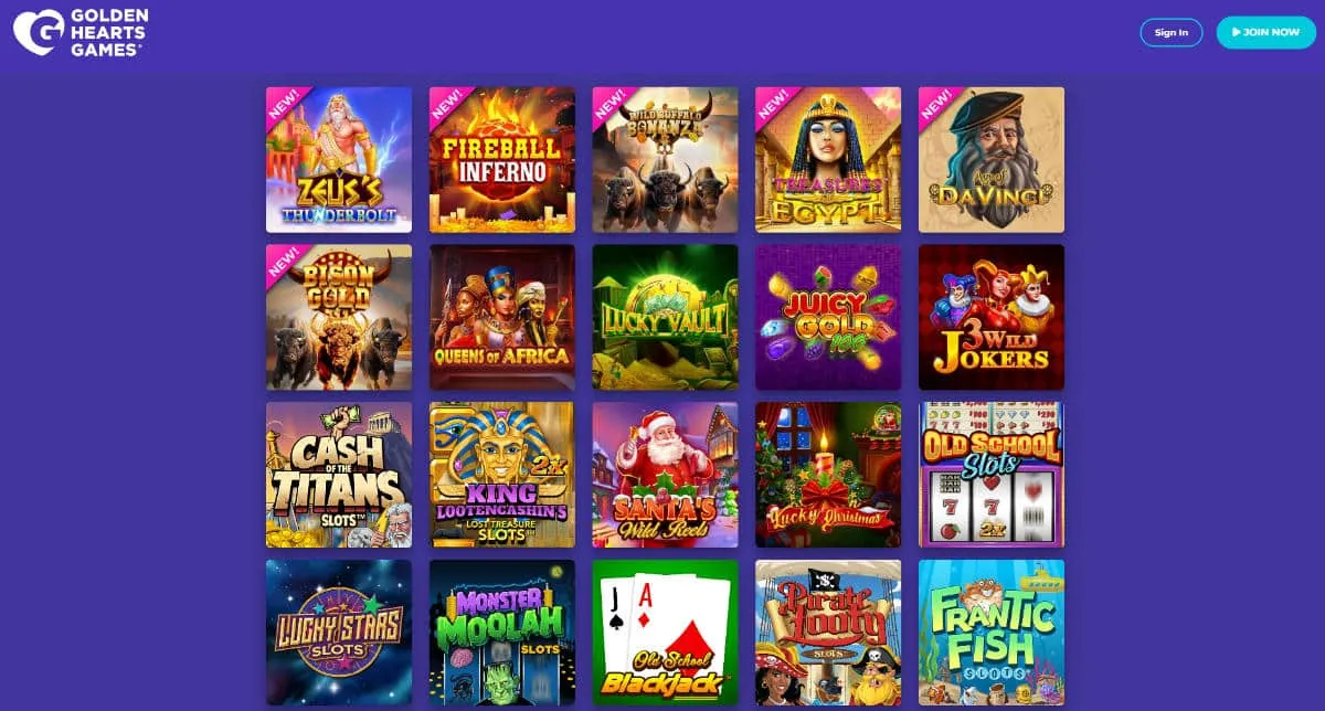 Examples of games on Golden Hearts Games