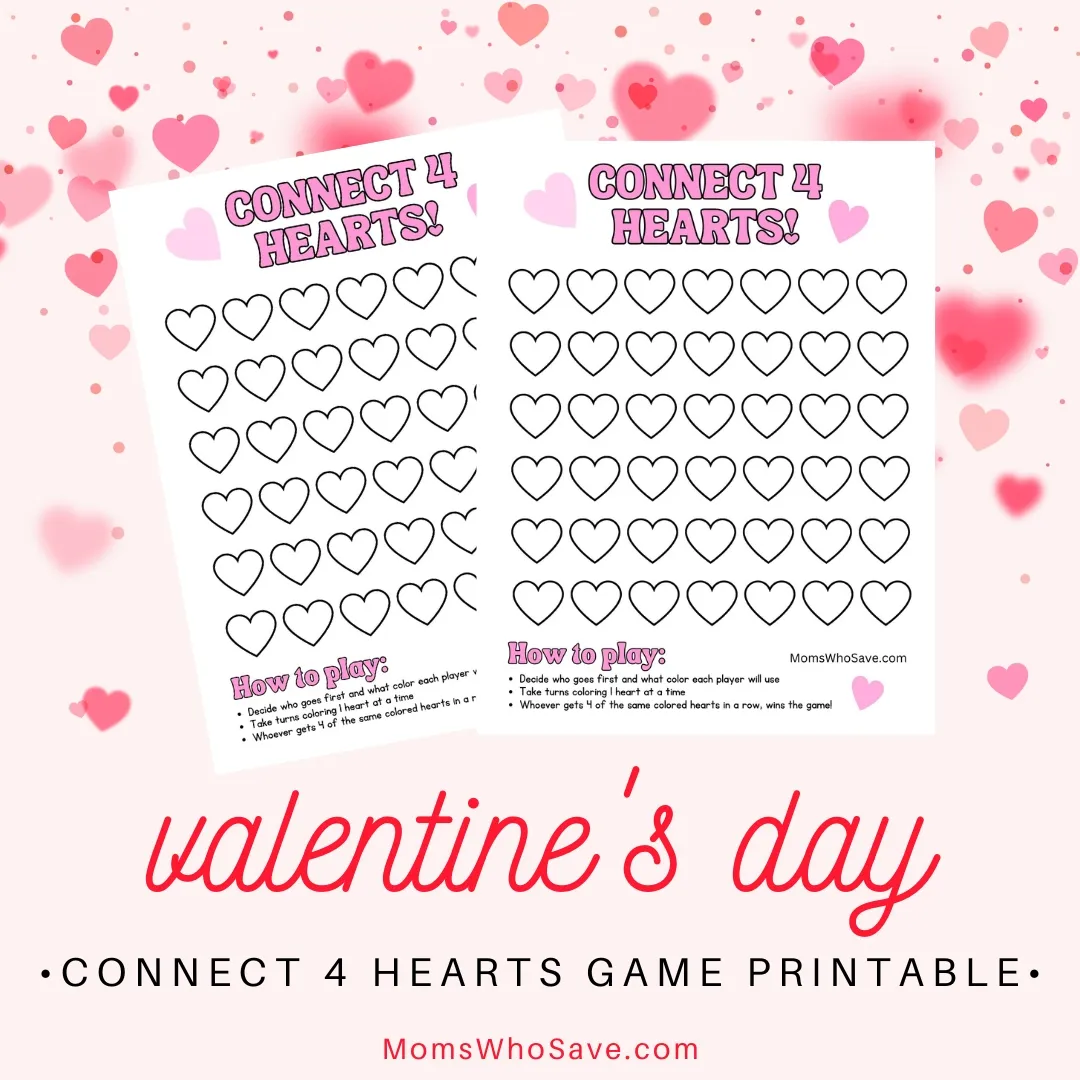 Connect 4 Hearts Game Printable: Perfect For Valentines Day   MomsWhoSave.com