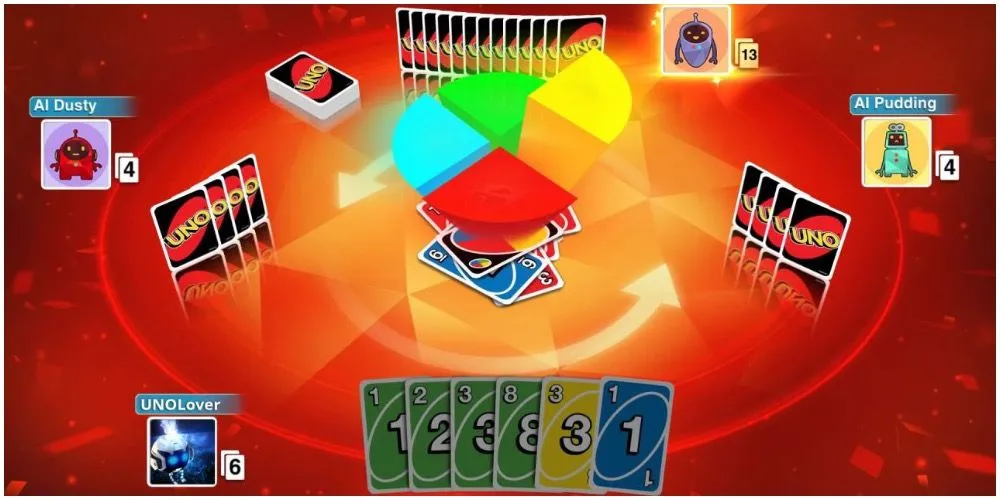 A player playing UNO against AI
